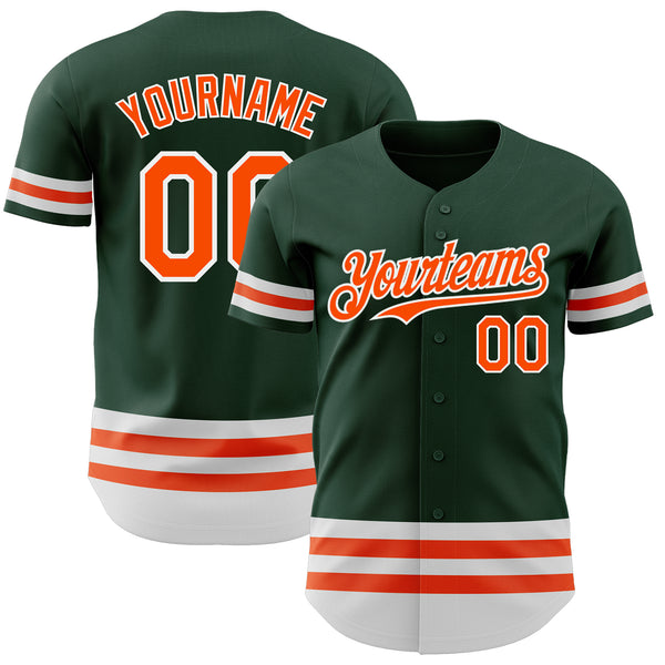Custom Green Orange-White Line Authentic Baseball Jersey