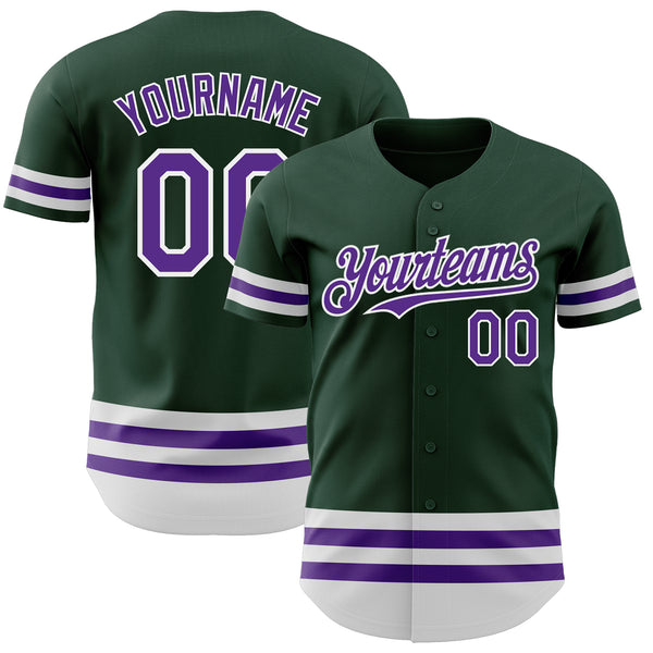 Custom Green Purple-White Line Authentic Baseball Jersey