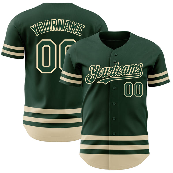 Custom Green Cream Line Authentic Baseball Jersey