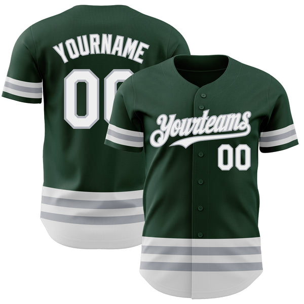Custom Green White-Gray Line Authentic Baseball Jersey