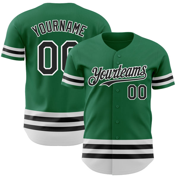 Custom Kelly Green Black-White Line Authentic Baseball Jersey
