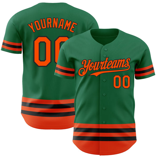Custom Kelly Green Orange-Black Line Authentic Baseball Jersey