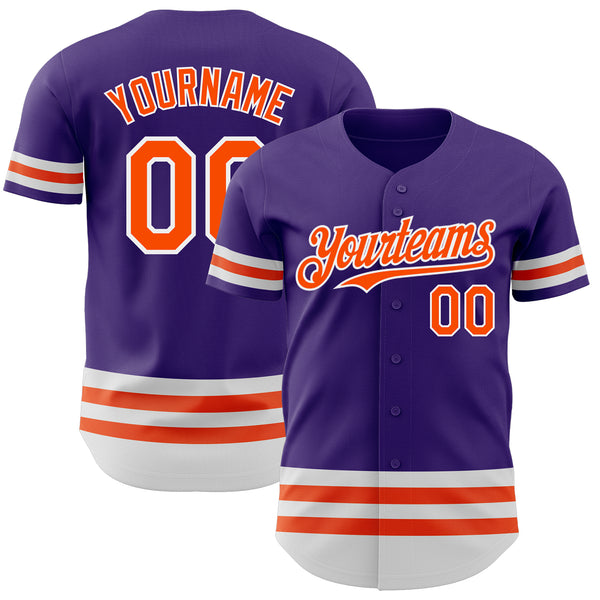 Custom Purple Orange-White Line Authentic Baseball Jersey