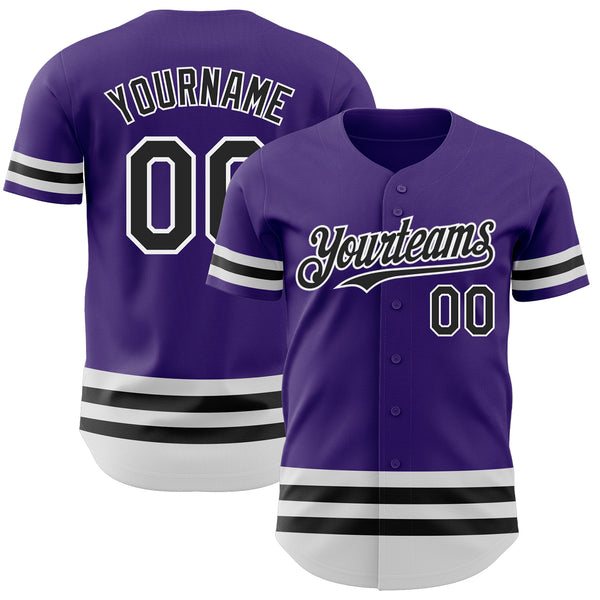 Custom Purple Black-White Line Authentic Baseball Jersey