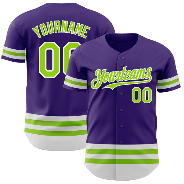 Custom Purple Neon Green-White Line Authentic Baseball Jersey