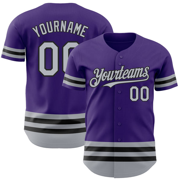 Custom Purple Gray-Black Line Authentic Baseball Jersey