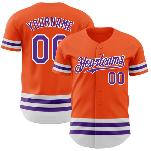 Custom Orange Purple-White Line Authentic Baseball Jersey