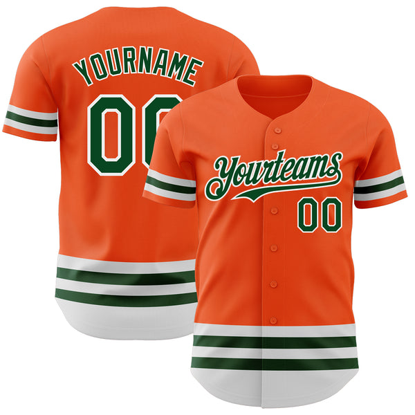 Custom Orange Green-White Line Authentic Baseball Jersey