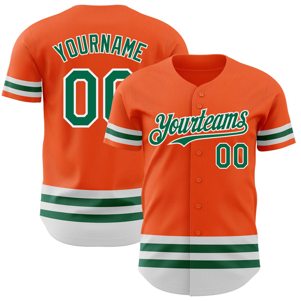 Custom Orange Kelly Green-White Line Authentic Baseball Jersey