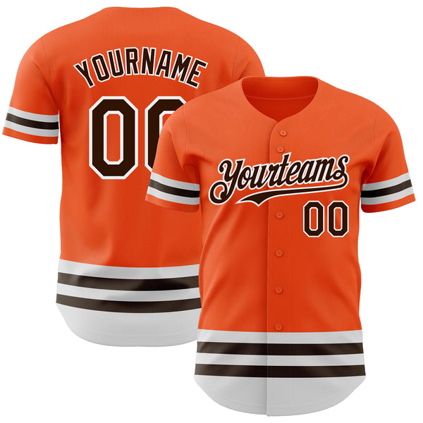 Custom Orange Brown-White Line Authentic Baseball Jersey