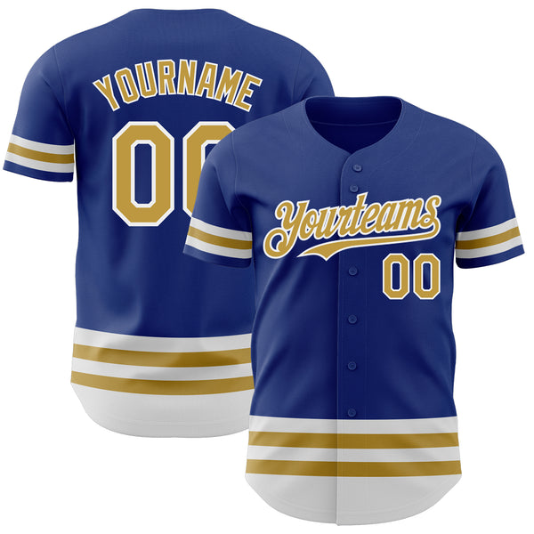 Custom Royal Old Gold-White Line Authentic Baseball Jersey