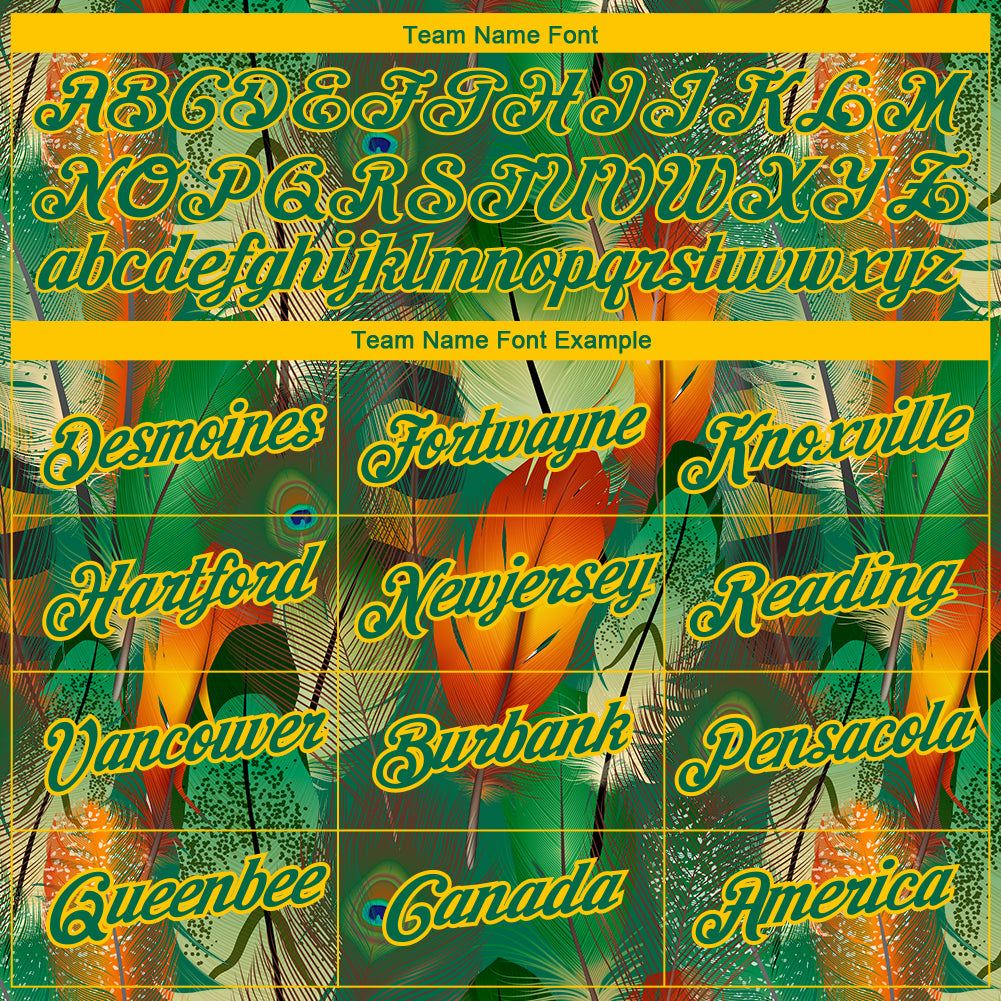 Custom Black Kelly Green-Yellow Feathers 3D Pattern Design Feathers Performance T-Shirt