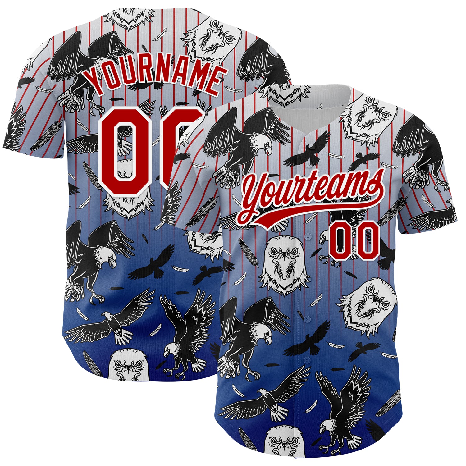 2024 Custom White Red-Royal 3D Pattern Design American Eagle Authentic ...