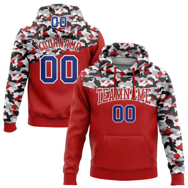 Custom Red Royal-Red Raglan Sleeves Stitched Sportwear Pullover Hoodie