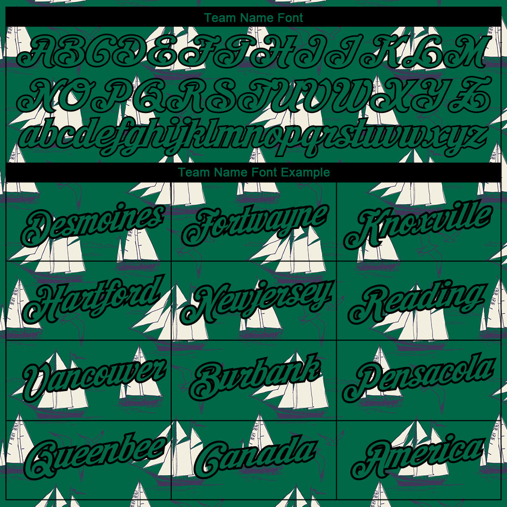 Custom Kelly Green Black 3D Pattern Design Sailing Ship Columbus Day Performance T-Shirt