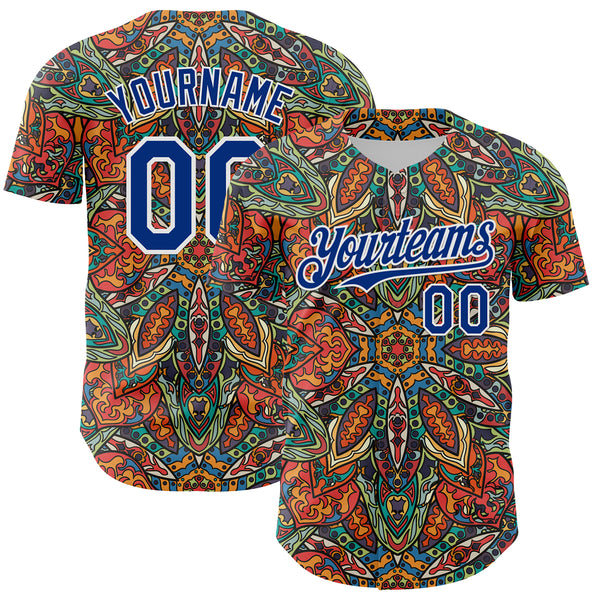 Custom Orange Royal-White 3D Pattern Design Burner Costumes Exotic Authentic Baseball Jersey