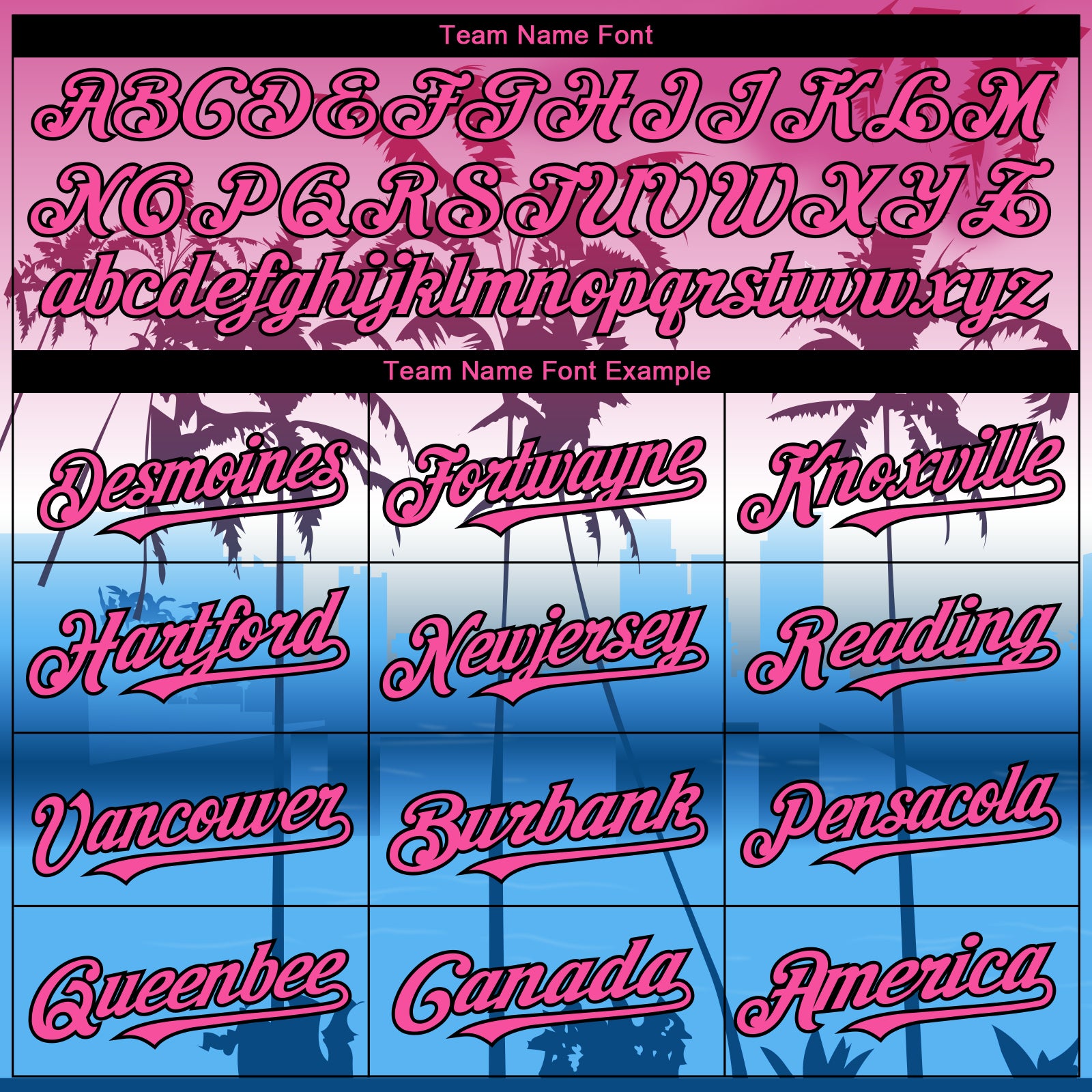 Custom Pink Blue Black-White 3D Gradient Miami Palm Trees City Edition Authentic Baseball Jersey