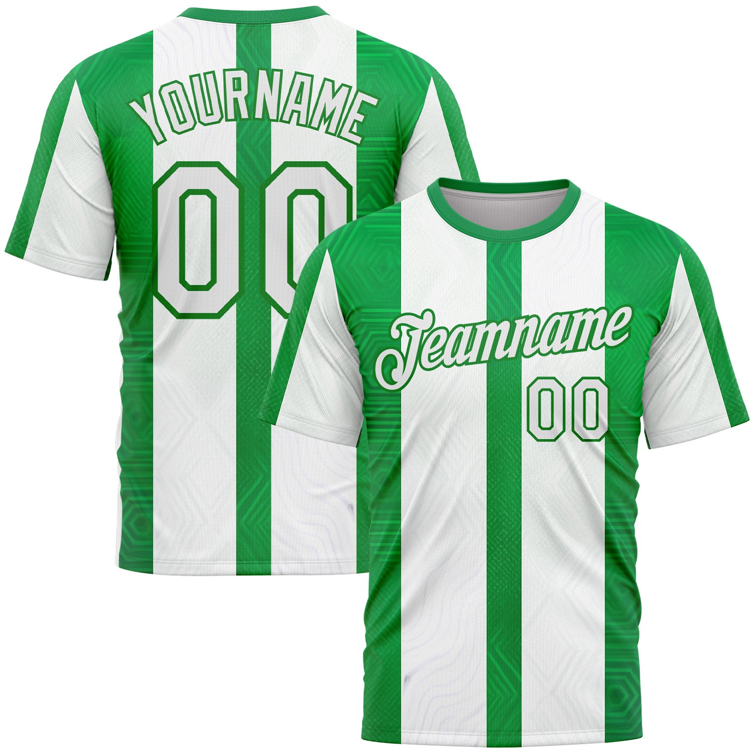 Custom White Green-Grass Green 3D Pattern Design Mexico Stripe Sportswear Performance T-Shirt