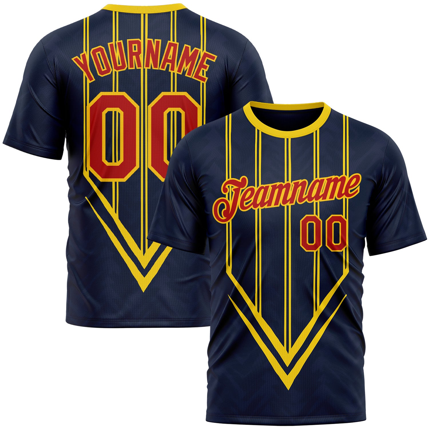 Custom Blue Red-Yellow 3D Pattern Design Milan Stripe Sportswear Performance T-Shirt