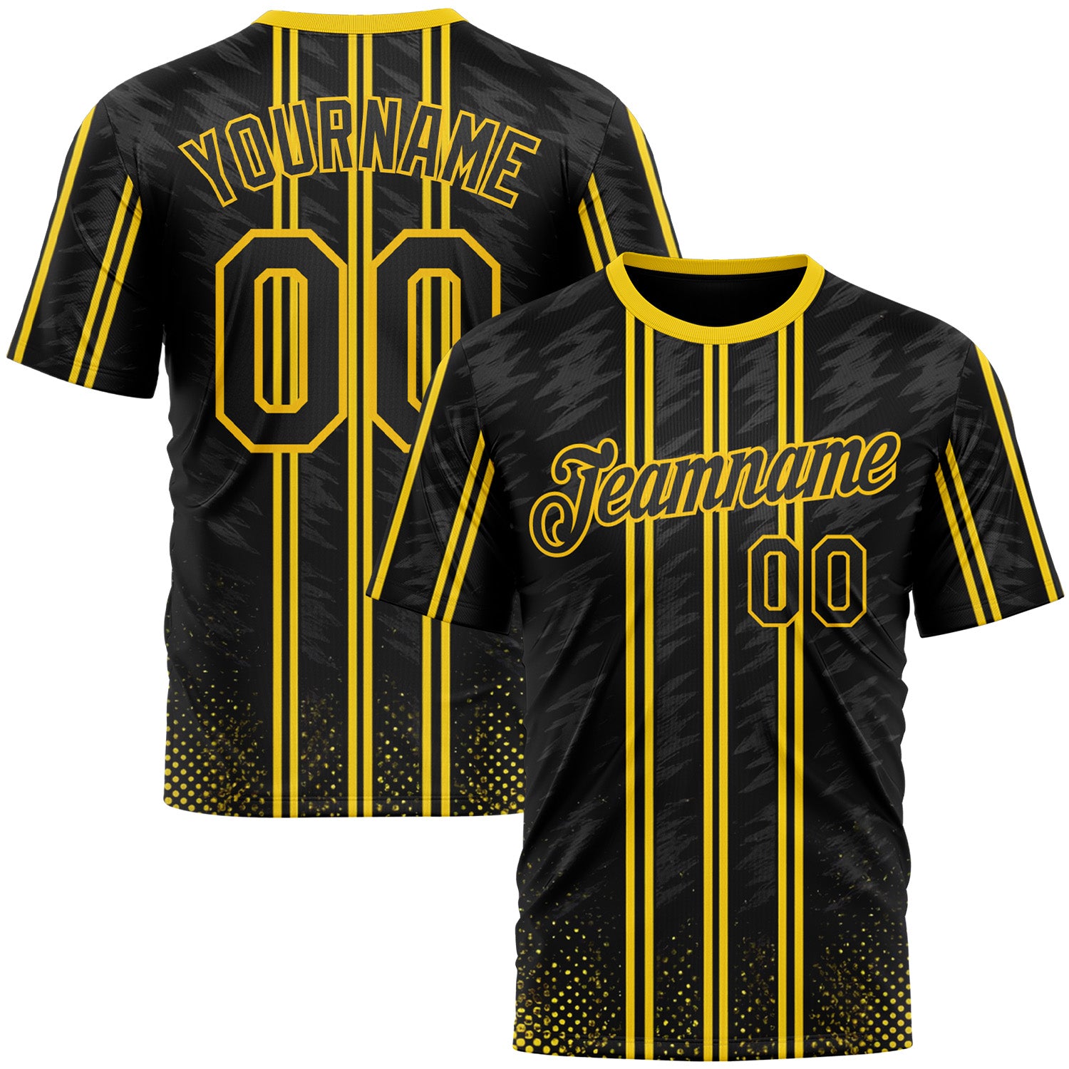 Custom Black Yellow 3D Pattern Design Germany Stripe Sportswear Performance T-Shirt