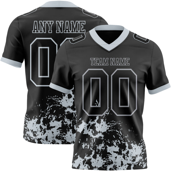 Custom Black Silver 3D Pattern Splash Authentic Football Jersey