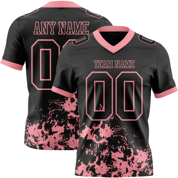 Custom Black Medium Pink 3D Pattern Splash Authentic Football Jersey