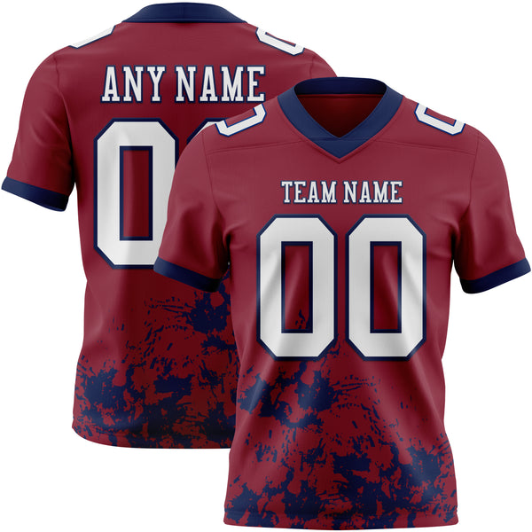 Custom Crimson White-Navy 3D Pattern Splash Authentic Football Jersey