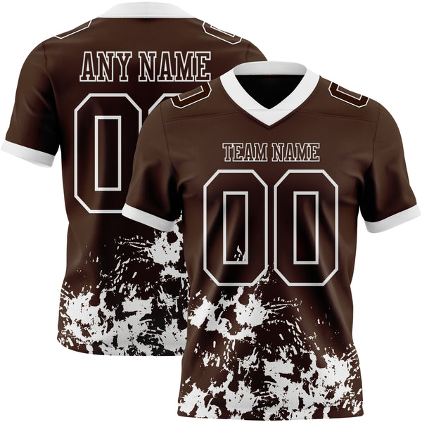 Custom Brown White 3D Pattern Splash Authentic Football Jersey