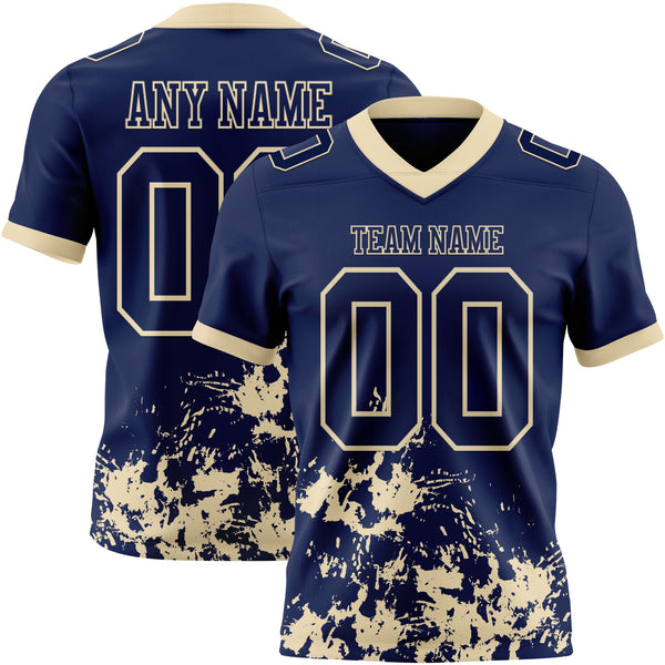 Custom Navy Cream 3D Pattern Splash Authentic Football Jersey