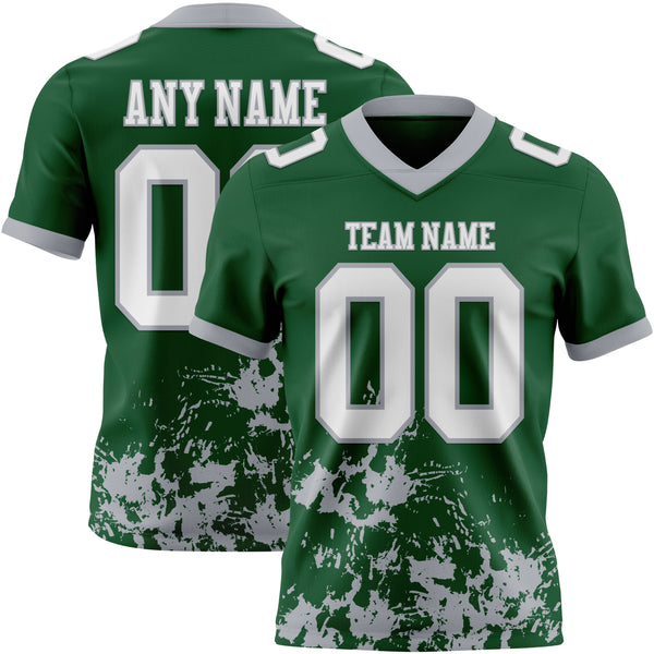 Custom Green White-Gray 3D Pattern Splash Authentic Football Jersey