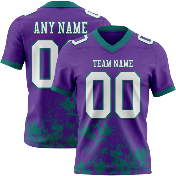 Custom Purple White-Teal 3D Pattern Splash Authentic Football Jersey