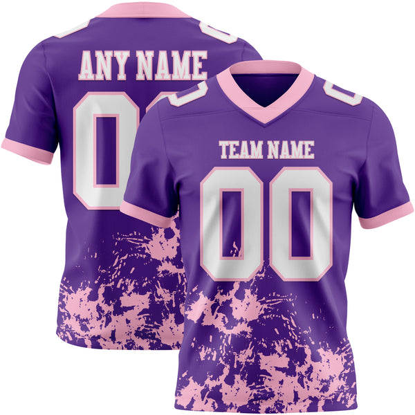 Custom Purple White-Light Pink 3D Pattern Splash Authentic Football Jersey