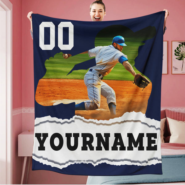 Personalized Baseball Team Yourname Photo Blanket