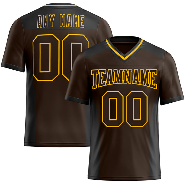 Custom Brown Gold-Black Authentic Football Jersey