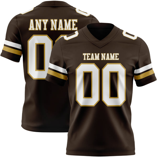 Custom Brown White-Old Gold Authentic Football Jersey