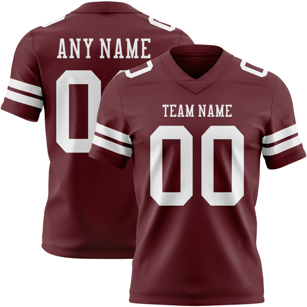 Custom Burgundy White Authentic Football Jersey