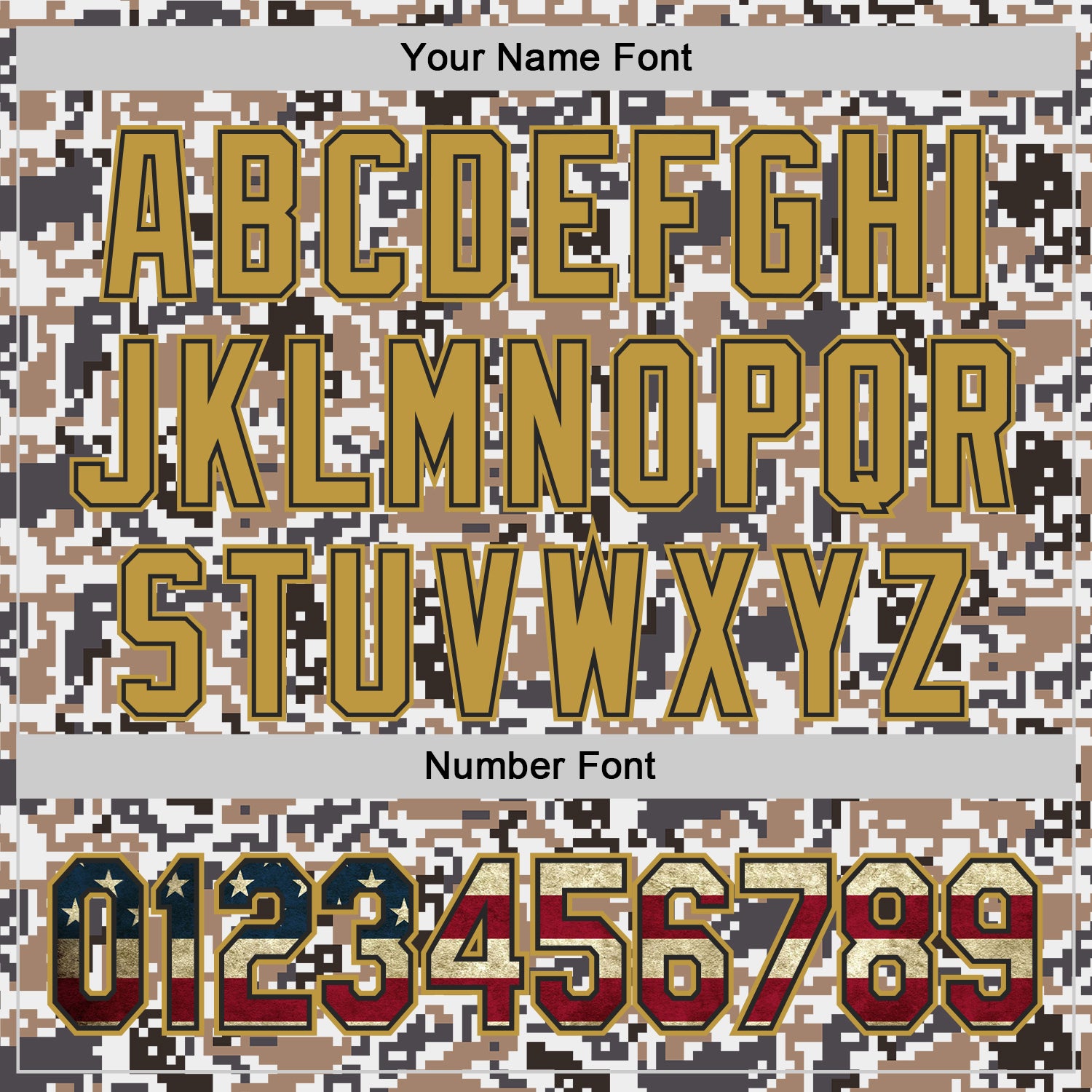 Custom Camo Vintage USA Flag Black-Old Gold Digital Camouflage Authentic Baseball Jersey