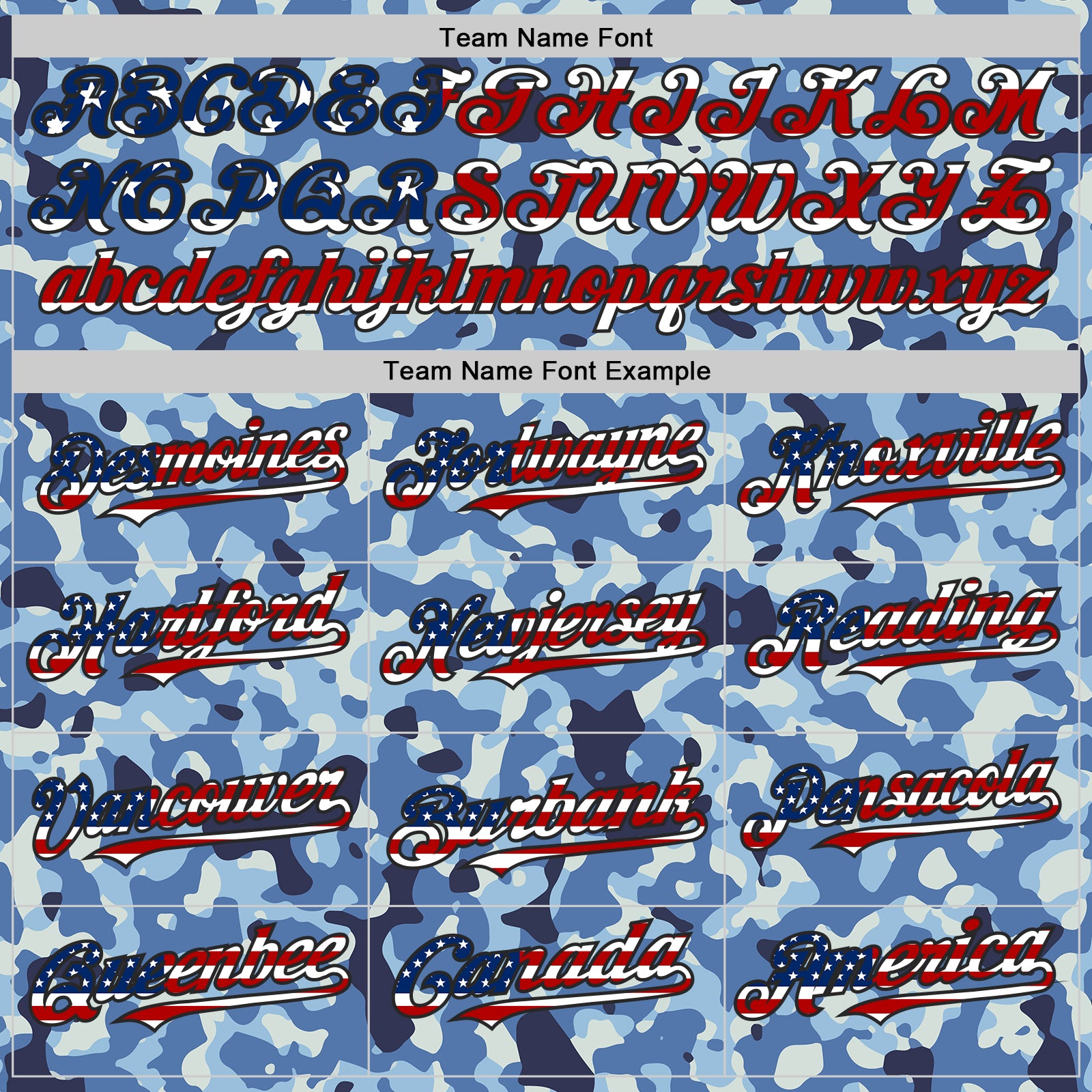 Custom Camo USA Flag Black-White Blue Ocean Camouflage Authentic Baseball Jersey