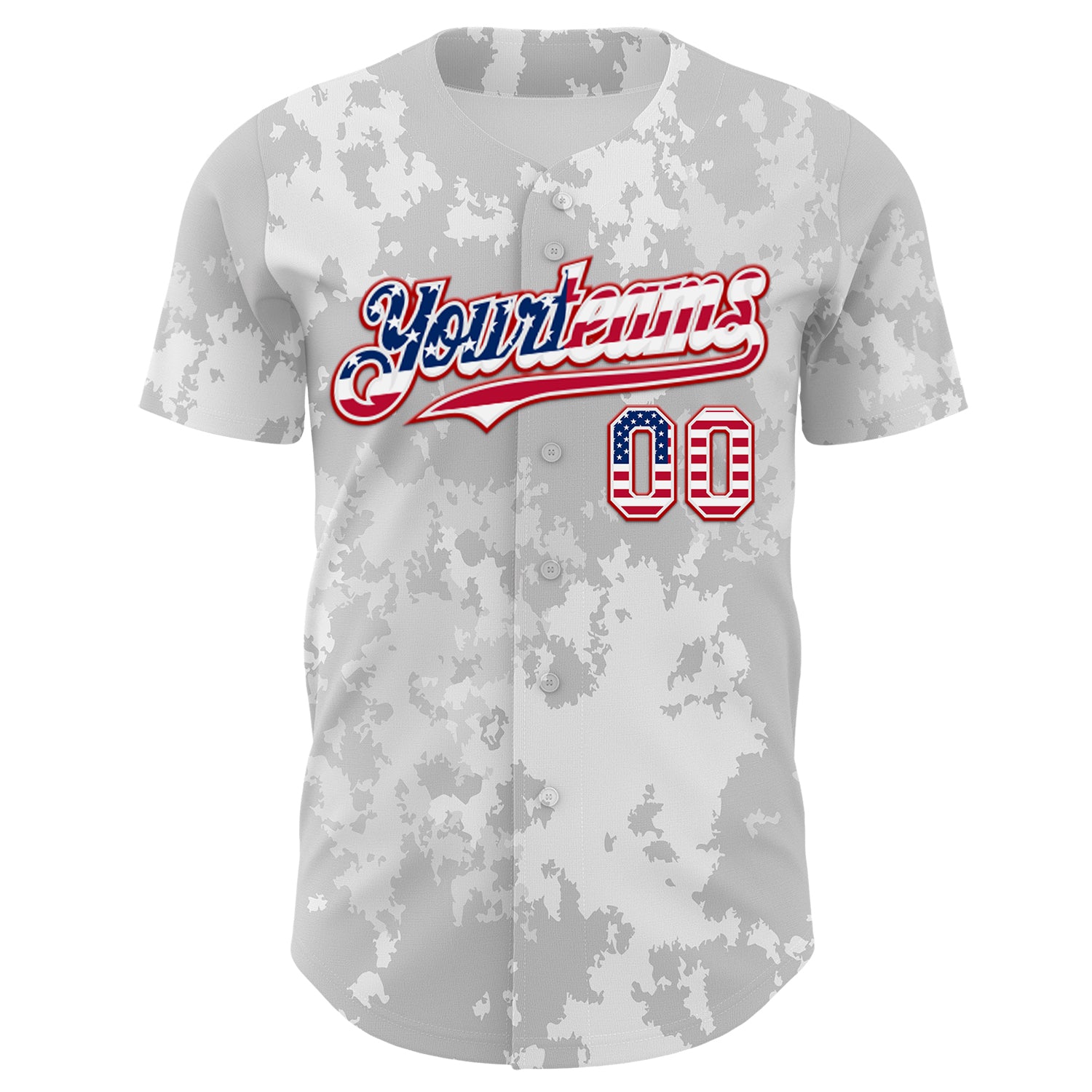 Custom Camo USA Flag White Red-Royal Urban Gray Camouflage Authentic Baseball Jersey