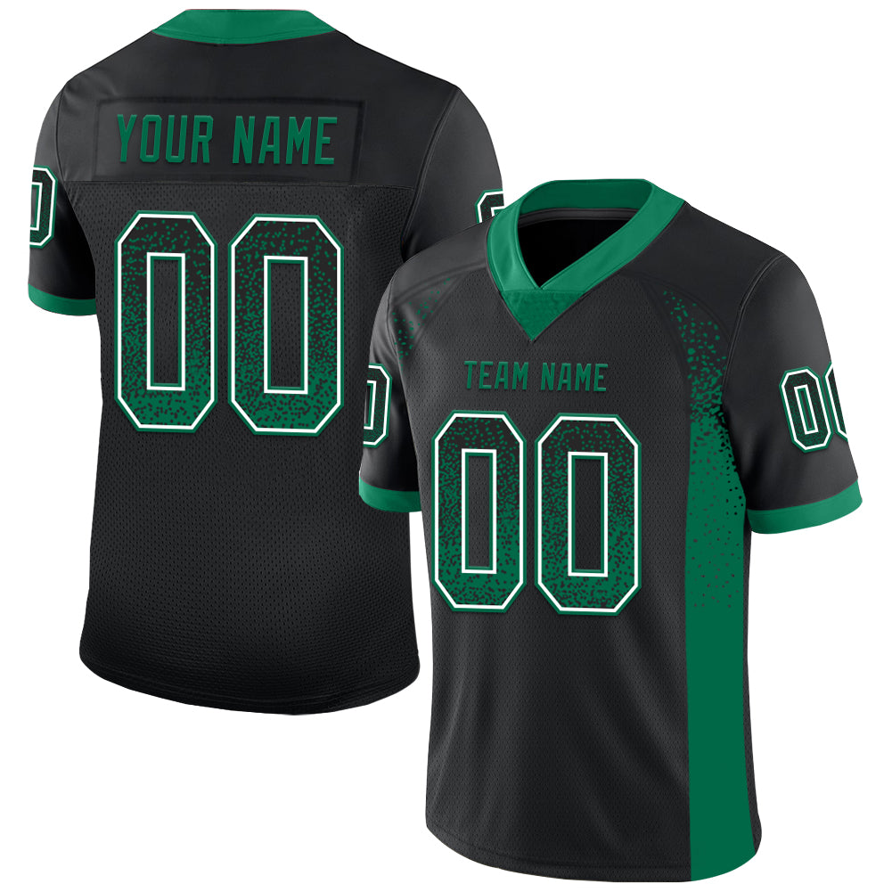 Custom Black Kelly Green-White Drift Fashion Football Jersey