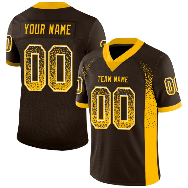 Custom Brown Gold-White Drift Fashion Football Jersey