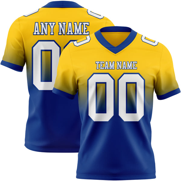 Custom Yellow White-Royal Authentic Fade Fashion Football Jersey