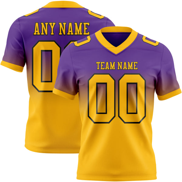 Custom Purple Gold-Black Authentic Fade Fashion Football Jersey
