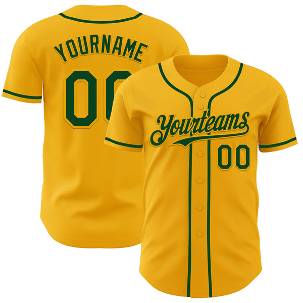 Custom Gold Green Authentic Baseball Jersey