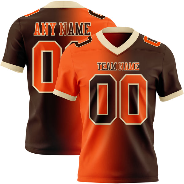 Custom Brown Orange-Cream Authentic Gradient Fashion Football Jersey