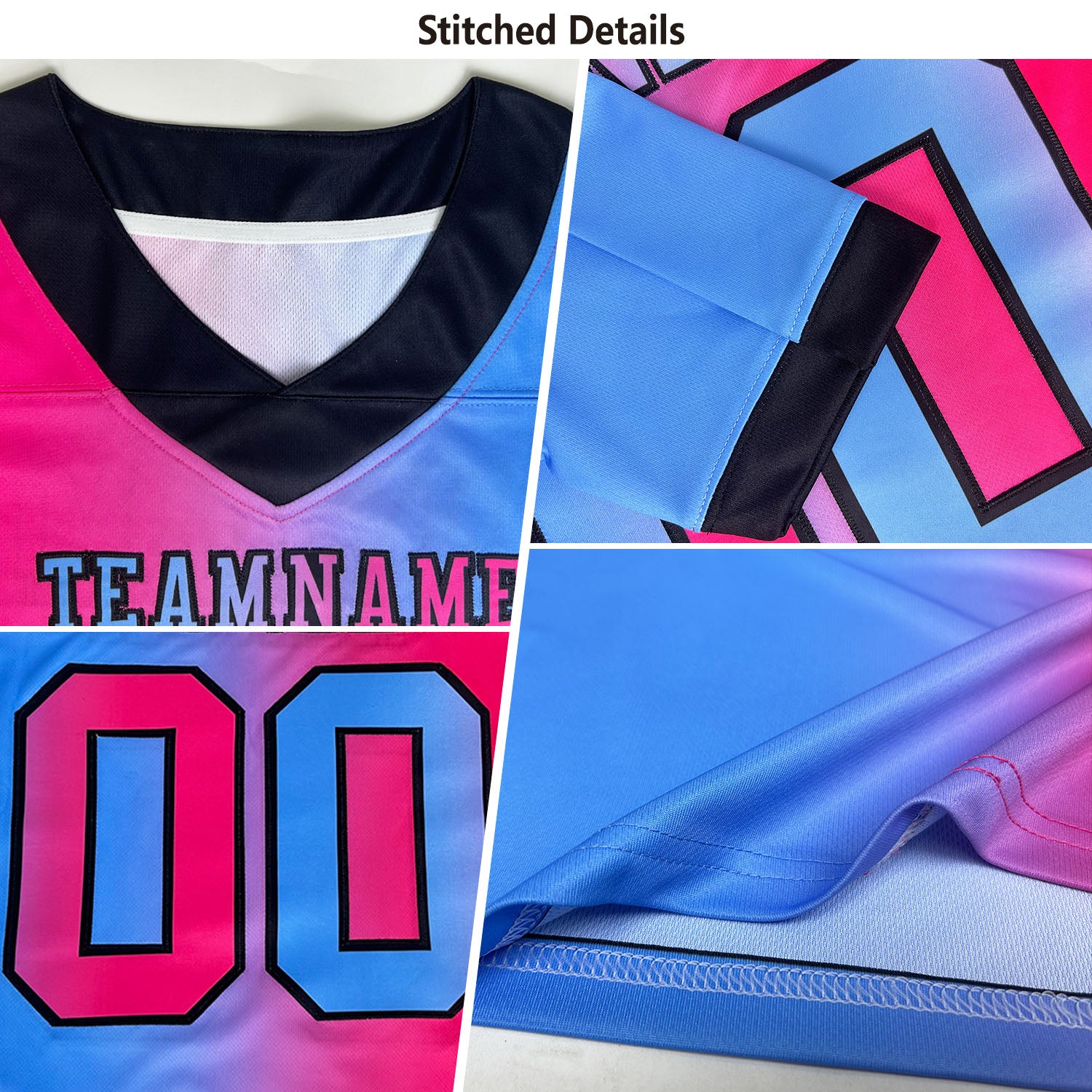 Custom Red Kelly Green-Black Authentic Gradient Fashion Scratch Football Jersey