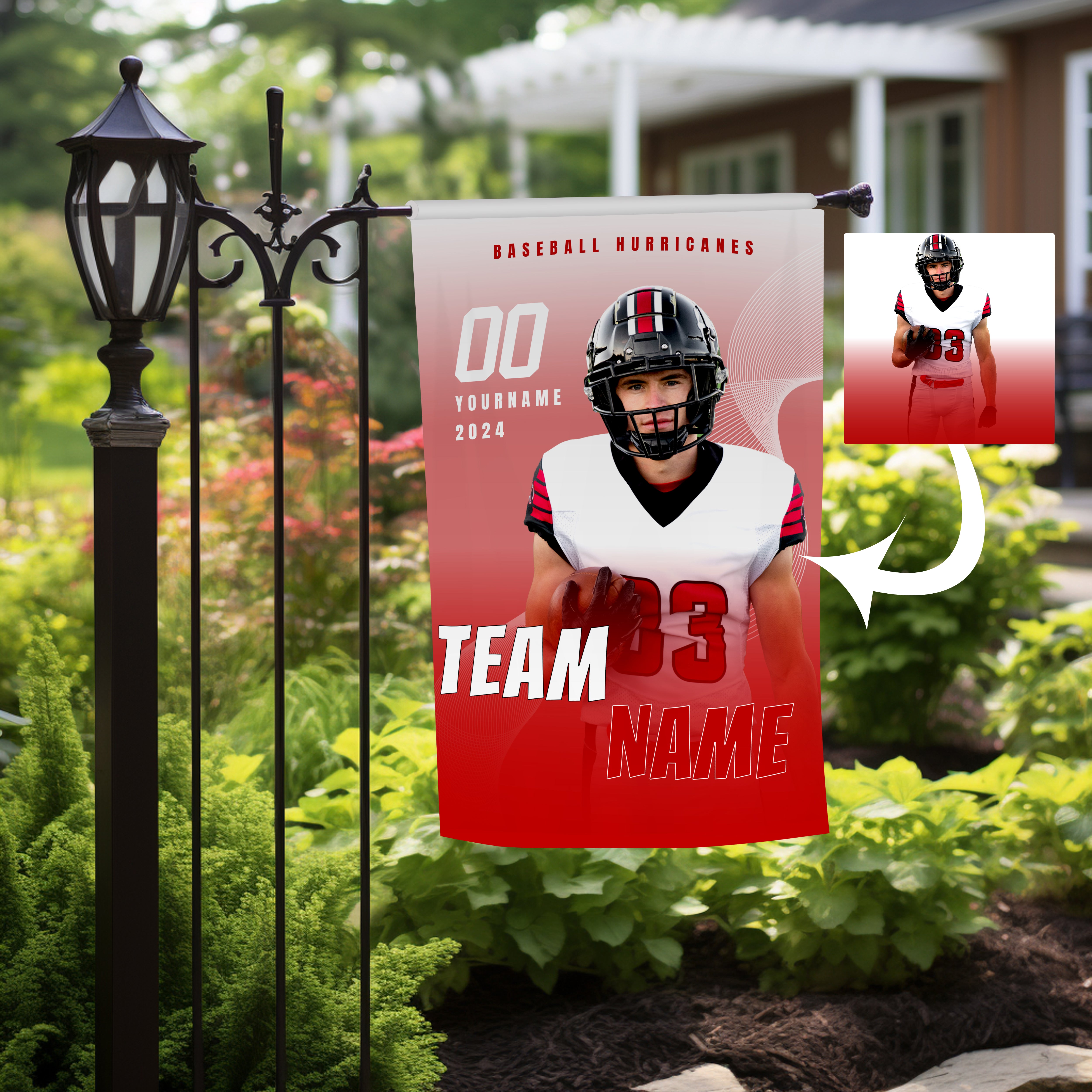 Personalized Baseball Team Name Photo Garden Flag