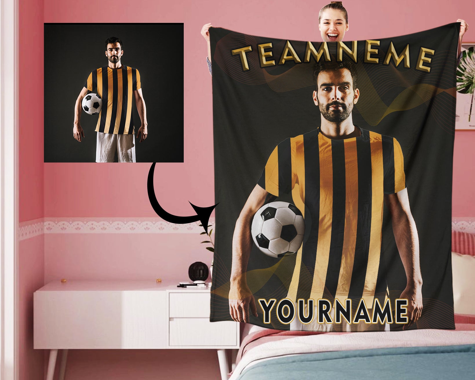 Personalized Soccer Team Photo Sports Blanket