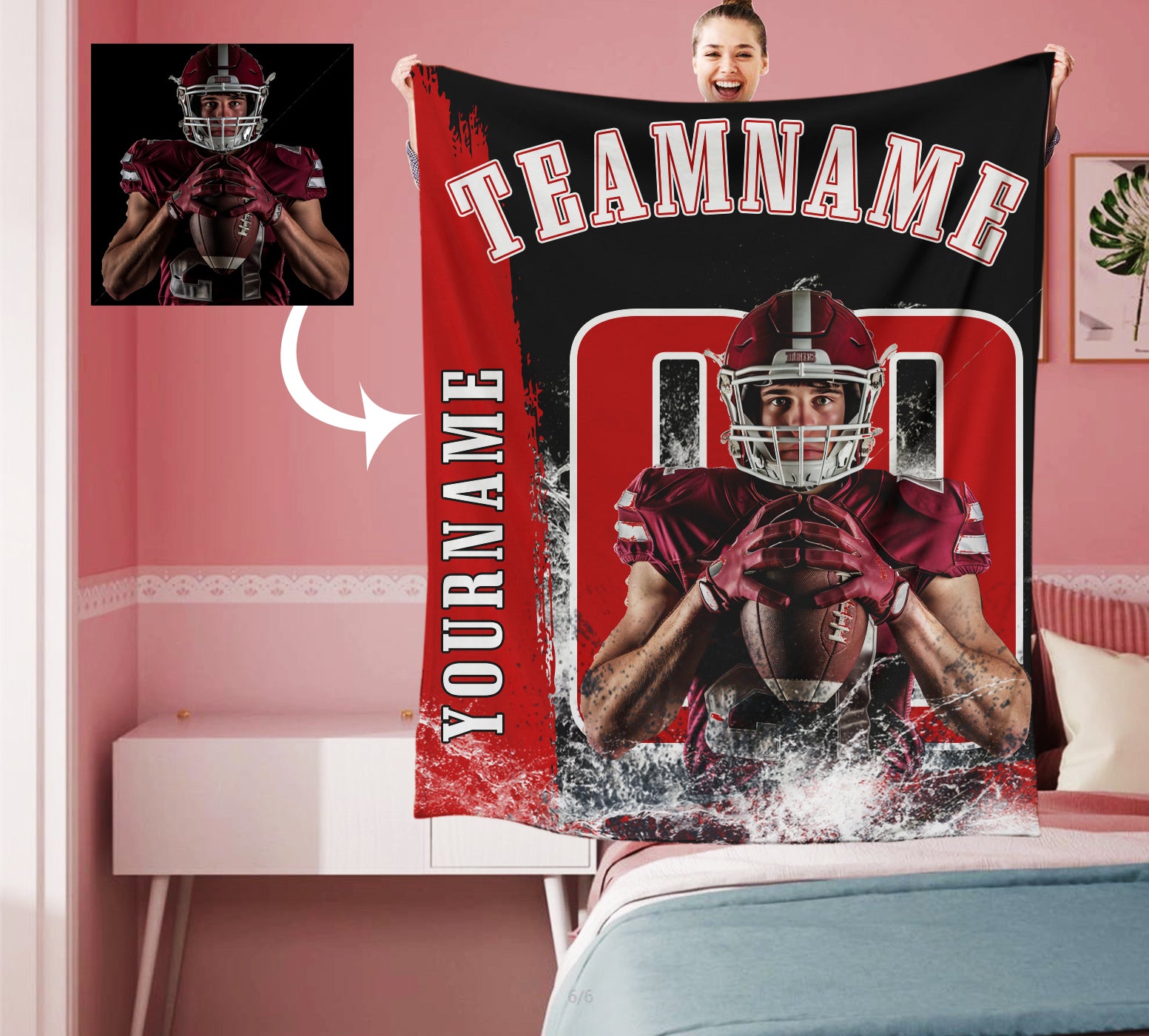 Personalized Football Team Photo Sports Blanket