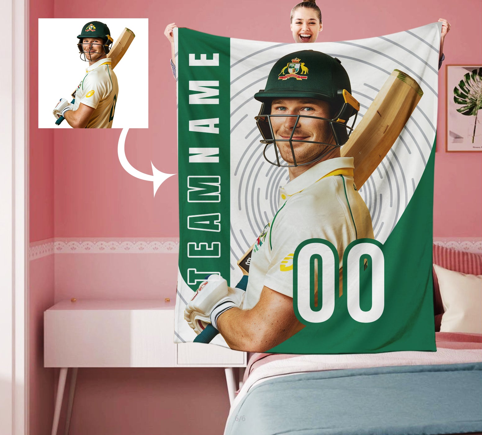 Personalized Baseball Team Photo Sports Blanket